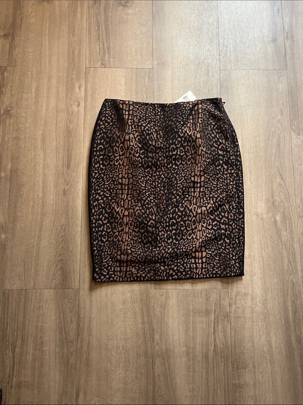Dana Buchman Black and Brown Leopard-Print Pencil Skirt